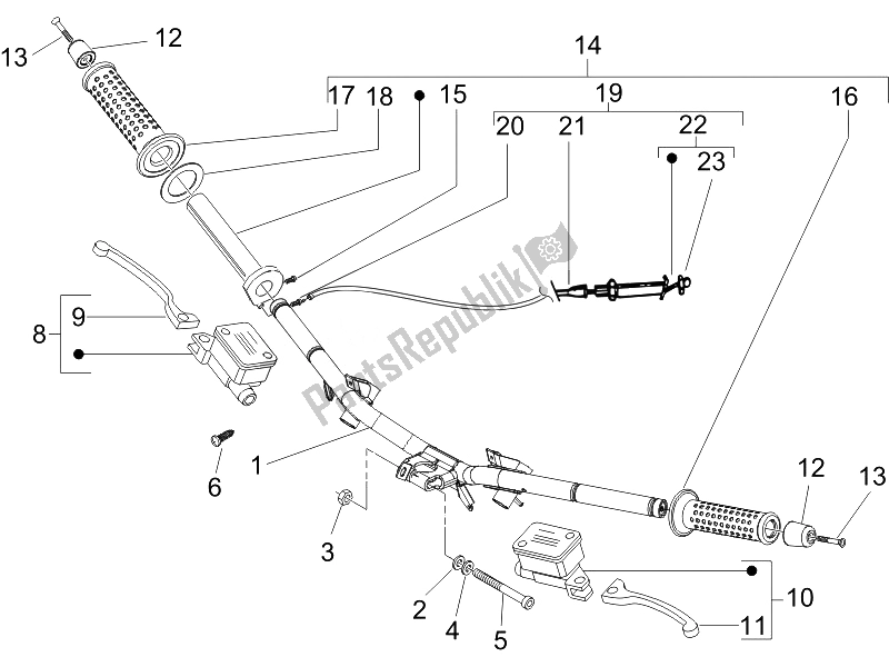 All parts for the Handlebars - Master Cil. Of the Piaggio NRG Power Pure JET 50 2007