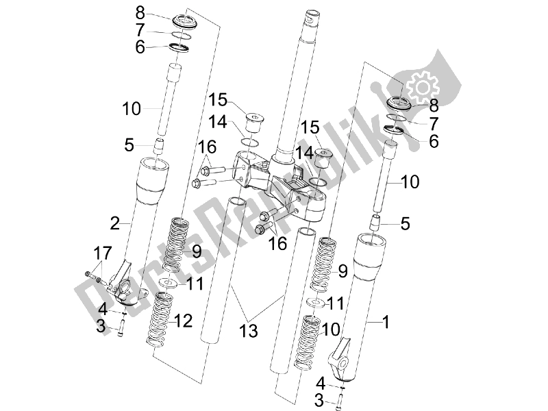 All parts for the Fork's Components (kayaba) of the Piaggio Beverly 250 E3 2007