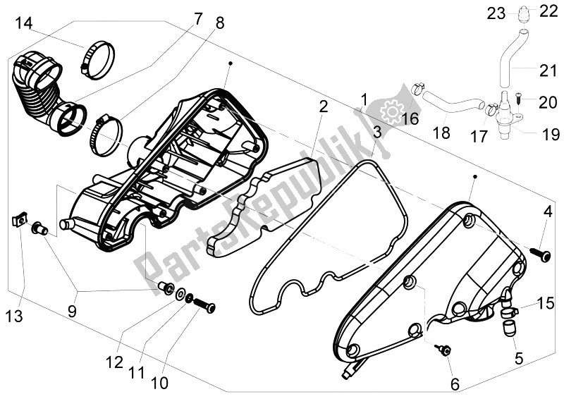 Todas las partes para Filtro De Aire de Piaggio Liberty 150 4T E3 MOC 2009