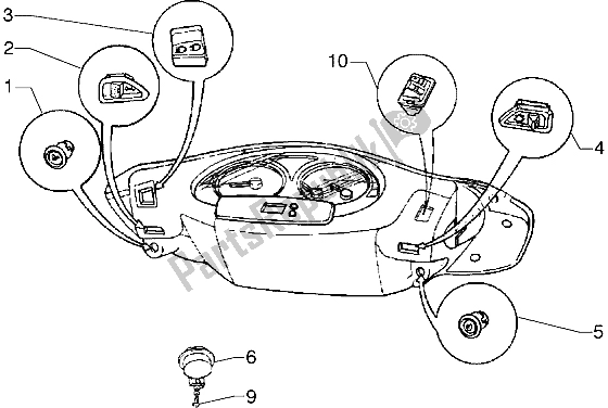 All parts for the Electrical Devices (2) of the Piaggio Hexagon GTX 180 1999