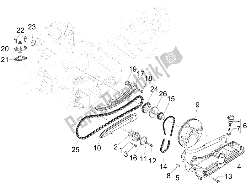 All parts for the Oil Pump of the Piaggio X7 300 IE Euro 3 2009