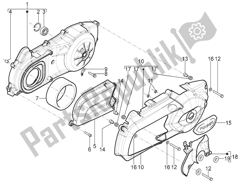 Toutes les pièces pour le Couvercle De Carter - Refroidissement Du Carter du Piaggio MP3 125 Yourban ERL 2011