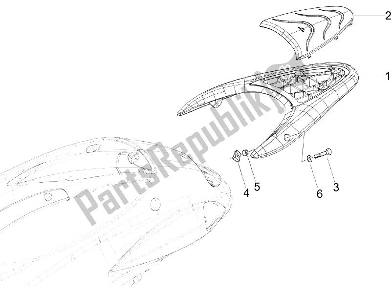 Toutes les pièces pour le Porte-bagages Arrière du Piaggio Liberty 125 4T 2006