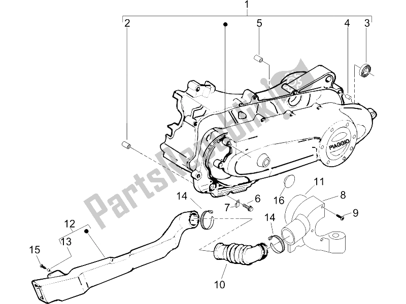 Tutte le parti per il Coperchio Del Carter - Raffreddamento Del Carter del Piaggio ZIP 50 4T 2006