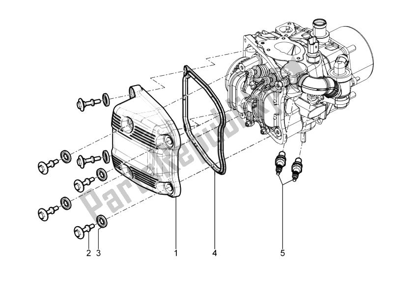 Toutes les pièces pour le Le Couvre-culasse du Piaggio MP3 500 Tourer USA 2010