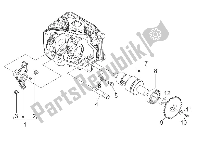 All parts for the Rocking Levers Support Unit of the Piaggio Liberty 100 4T Vietnam 2011