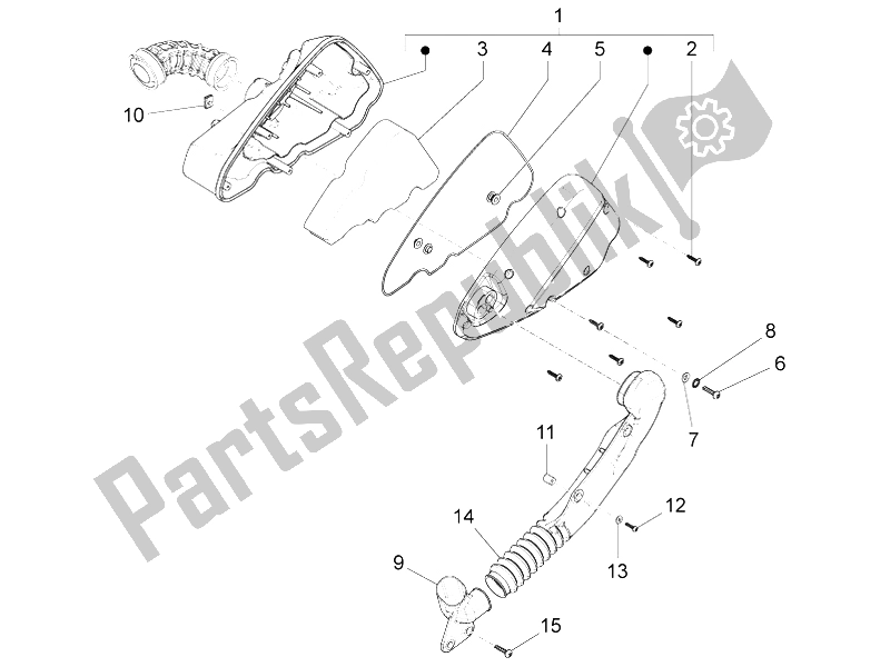 Todas as partes de Filtro De Ar do Piaggio FLY 125 4T E3 Vietnam 2012