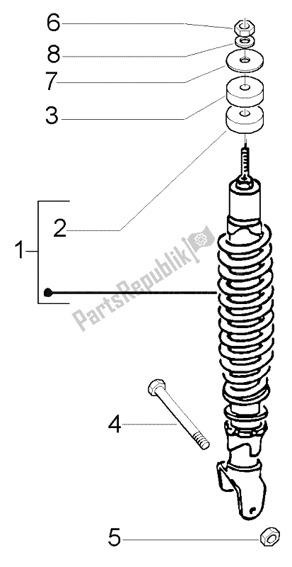 Todas las partes para Amortiguador Trasero de Piaggio FLY 50 4T 2004