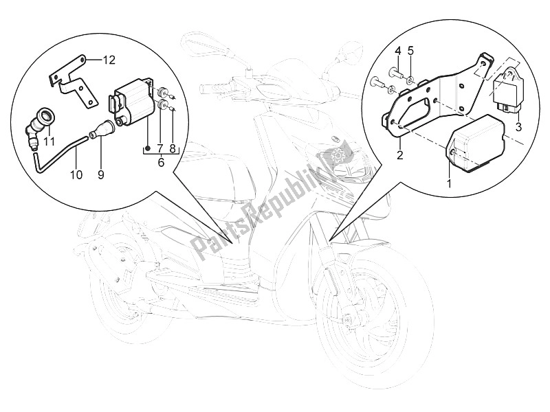 All parts for the Voltage Regulators - Electronic Control Units (ecu) - H. T. Coil of the Piaggio Typhoon 50 2T E2 2011
