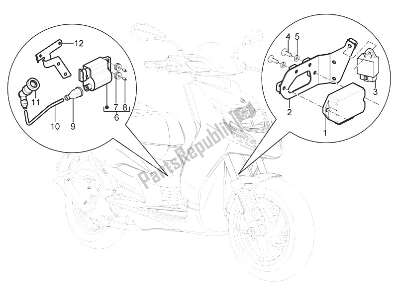 Tutte le parti per il Regolatori Di Tensione - Centraline Elettroniche (ecu) - H. T. Bobina del Piaggio Typhoon 50 2T E3 CH 2011