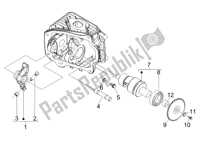 Toutes les pièces pour le Leviers à Bascule Support Unité du Piaggio FLY 50 4T USA 2007