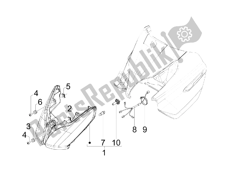 All parts for the Front Headlamps - Turn Signal Lamps of the Piaggio X7 300 IE Euro 3 2009