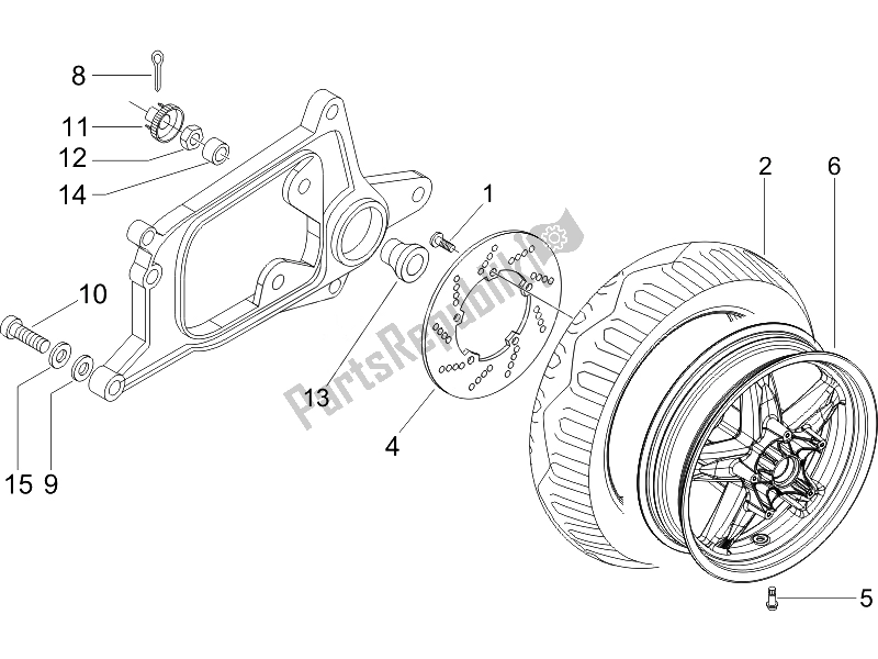 Toutes les pièces pour le Roue Arrière du Piaggio X EVO 125 Euro 3 2007