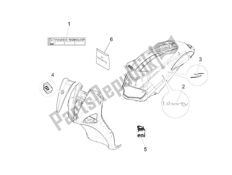 Alle onderdelen voor de Borden - Emblemen van de Piaggio Liberty 100 4T Vietnam 2011