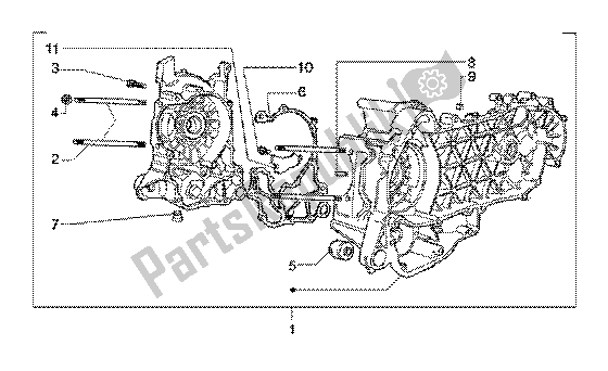 All parts for the Crankase of the Piaggio X9 200 2002