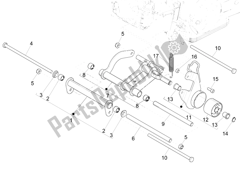 Alle onderdelen voor de Zwaaiende Arm van de Piaggio FLY 125 4T 3V IE E3 DT 2014