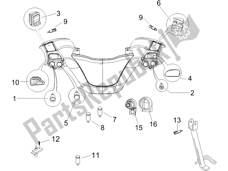 Toutes les pièces pour le Sélecteurs - Interrupteurs - Boutons du Piaggio X9 125 Evolution Euro 3 UK 2007