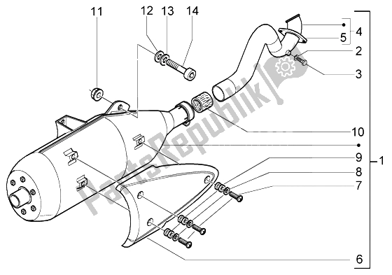 All parts for the Silencer of the Piaggio X9 125 Evolution 2006