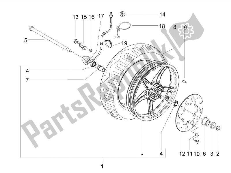 Tutte le parti per il Ruota Anteriore del Piaggio NRG Power Pure JET 50 2005