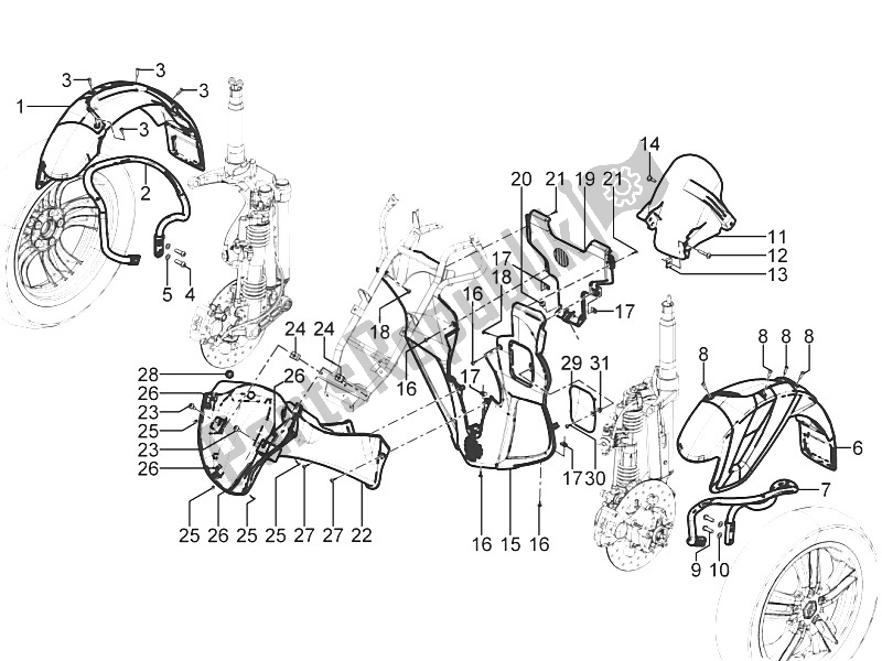 Todas las partes para Carcasa De La Rueda - Guardabarros de Piaggio MP3 300 Yourban LT ERL 2011