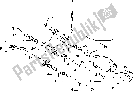 Toutes les pièces pour le Bras Oscillant du Piaggio Liberty 150 Leader 1998