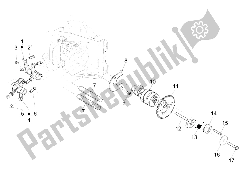 All parts for the Rocking Levers Support Unit of the Piaggio MP3 500 LT Sport 2014