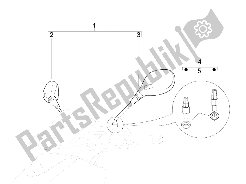 Toutes les pièces pour le Miroir (s) De Conduite du Piaggio Carnaby 125 4T E3 2007