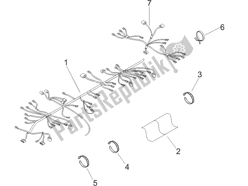 All parts for the Main Cable Harness of the Piaggio Liberty 150 4T 2V E3 PTT Libanon Israel 2011