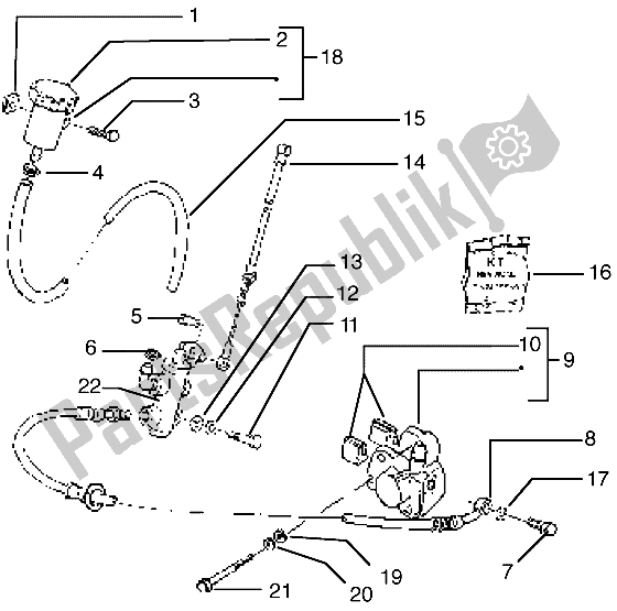 All parts for the Front Brake Cylinder-brake Caliper of the Piaggio Typhoon 50 1999