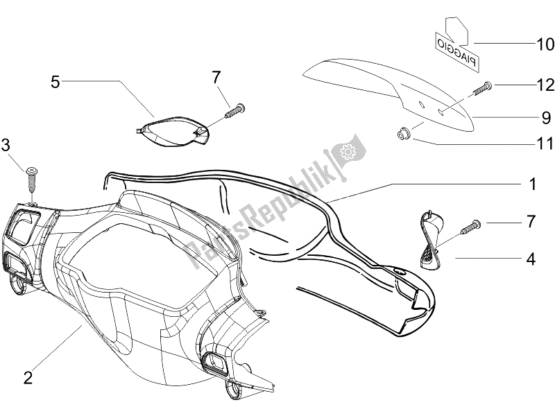 All parts for the Handlebars Coverages of the Piaggio NRG Power Pure JET 50 2010