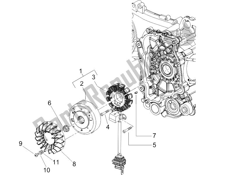 Todas as partes de Magneto Volante do Piaggio Liberty 125 4T Sport E3 UK 2006