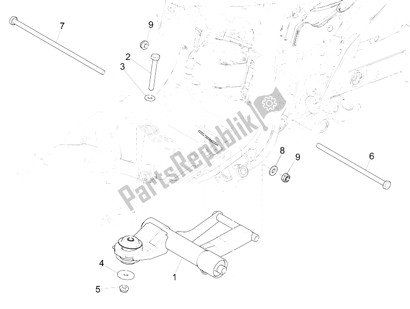 Toutes les pièces pour le Bras Oscillant du Piaggio Liberty 50 Iget 4T 3V Emea 2015