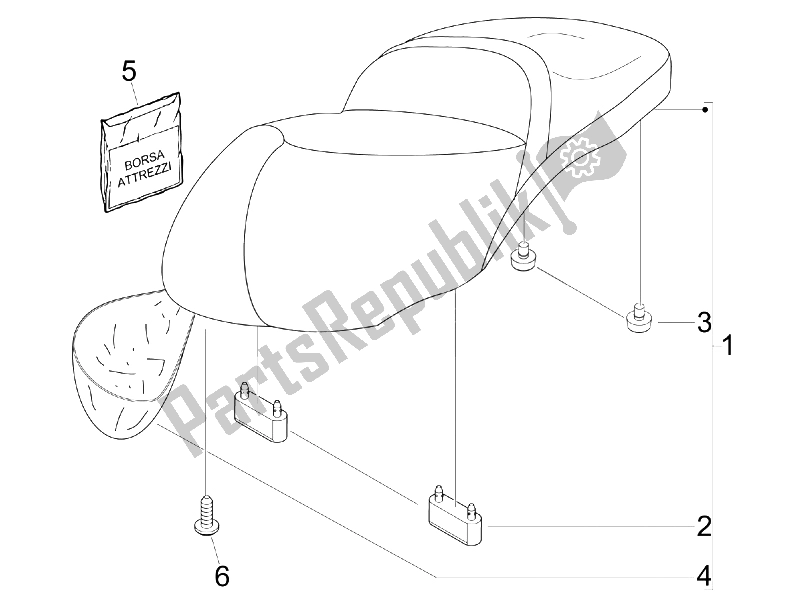 All parts for the Saddle/seats of the Piaggio Beverly 250 IE Sport E3 2006