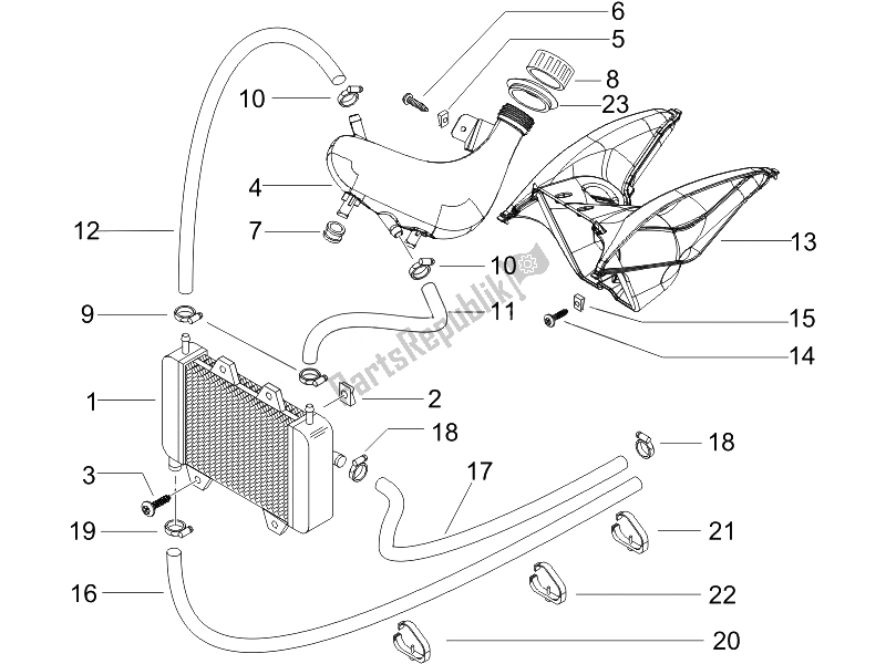 Toutes les pièces pour le Système De Refroidissement du Piaggio NRG Power Pure JET 50 2010