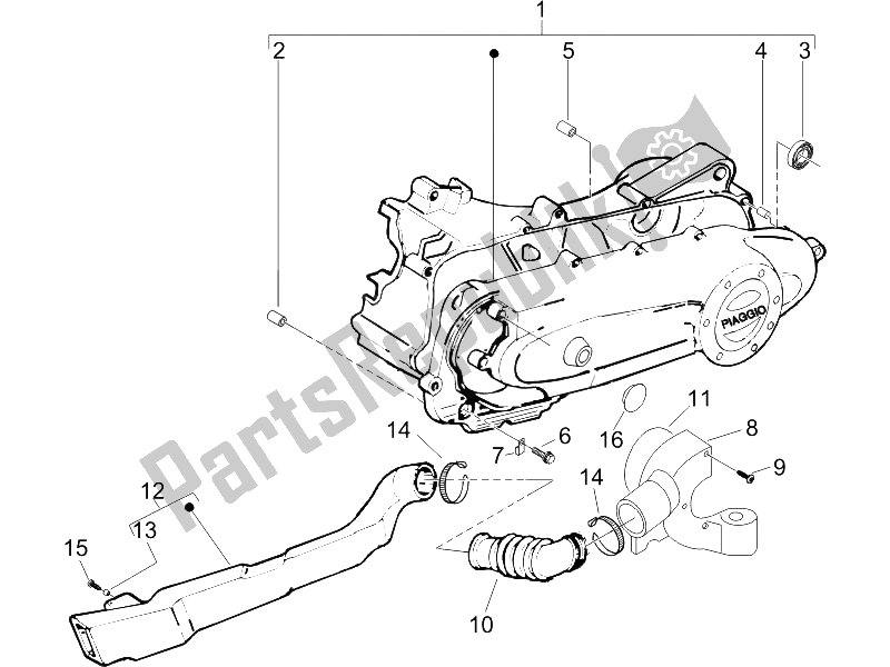 Todas las partes para Tapa Del Cárter - Enfriamiento Del Cárter de Piaggio ZIP 50 4T 25 KMH 2006