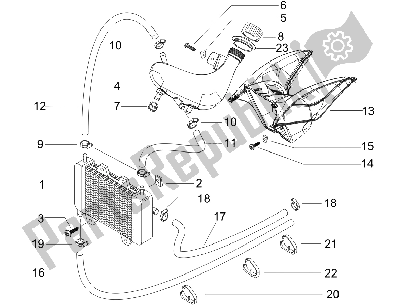 All parts for the Cooling System of the Piaggio NRG Power Pure JET 50 2007