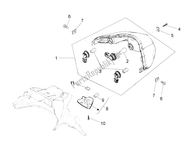 Toutes les pièces pour le Phares Arrière - Clignotants du Piaggio FLY 125 4T 3V IE Vietnam 2014