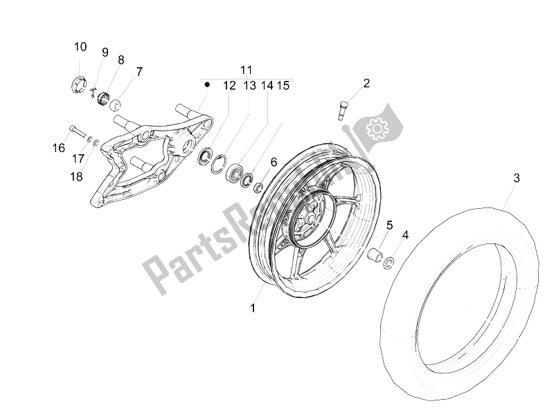 Toutes les pièces pour le Roue Arrière du Piaggio Liberty 125 Iget 4T 3V IE ABS Asia 2015