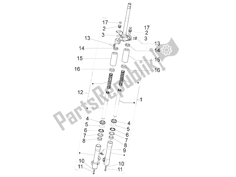 Todas as partes de Componentes Do Garfo (kayaba) do Piaggio Liberty 150 4T 2V IE E3 Vietnam 2011