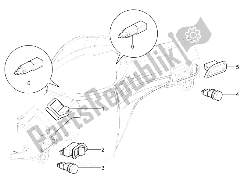 Tutte le parti per il Selettori - Interruttori - Pulsanti del Piaggio Typhoon 125 4T 2V E3 2010