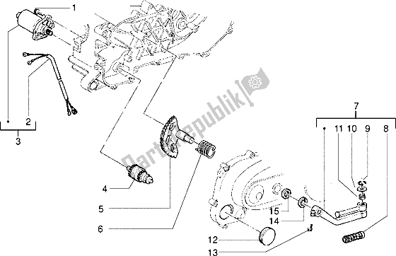 Tutte le parti per il Avviamento Della Leva Di Avviamento Del Motore del Piaggio ZIP 50 1995