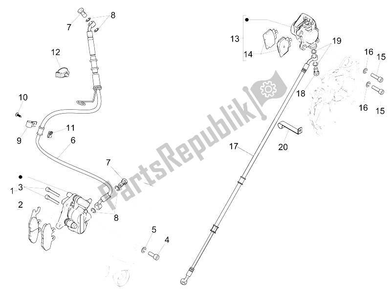 Toutes les pièces pour le Tuyaux De Freins - étriers du Piaggio FLY 125 4T 3V IE E3 LEM 2012