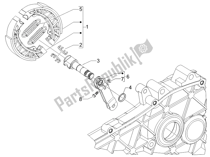 All parts for the Rear Brake - Brake Jaw of the Piaggio Liberty 50 2T UK 2007