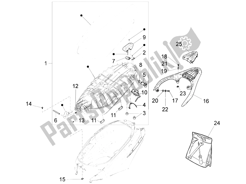 Toutes les pièces pour le Selle / Sièges du Piaggio FLY 50 4T 2V 2014