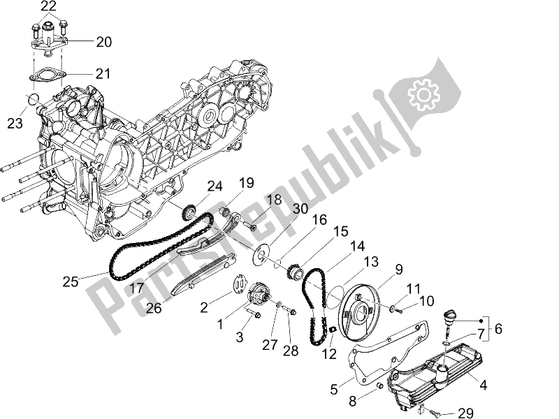 Tutte le parti per il Pompa Dell'olio del Piaggio X9 125 Evolution Powered 2005