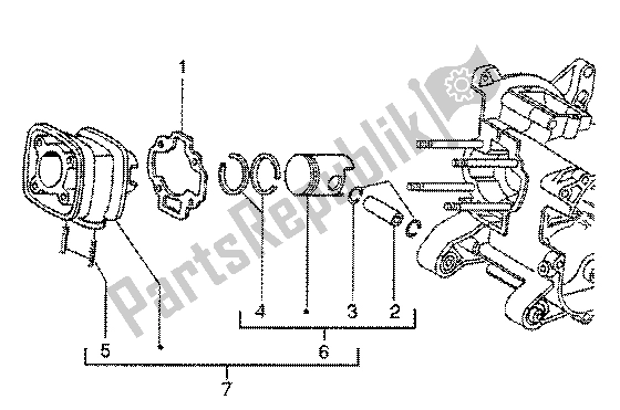 All parts for the Cylinder-piston-wrist Pin, Assy of the Piaggio ZIP SP 50 1996