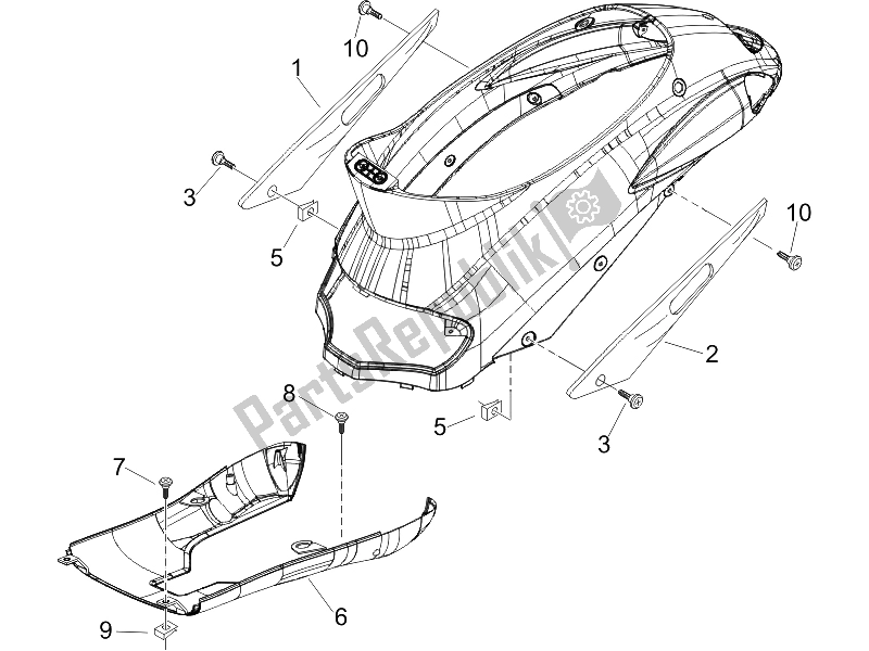 Toutes les pièces pour le Couvercle Latéral - Spoiler du Piaggio Liberty 50 4T Delivery 2006