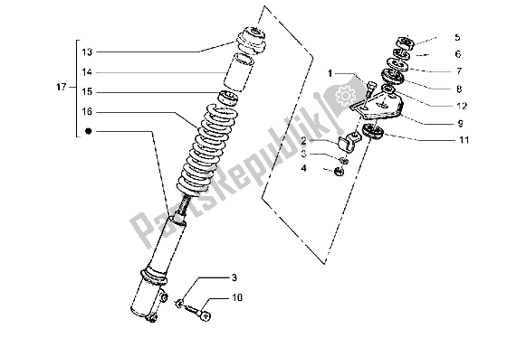 All parts for the Front Shock Absorber of the Piaggio Hexagon LX 125 1998