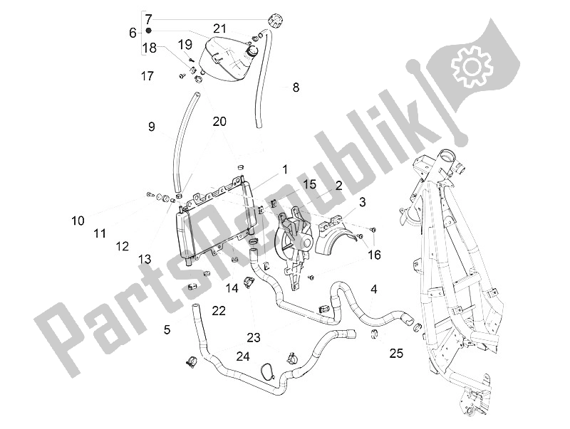 All parts for the Cooling System of the Piaggio Beverly 300 IE ABS E4 EU 2016