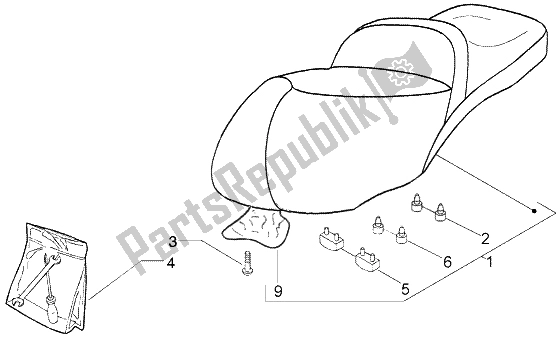 Toutes les pièces pour le Selle - Kit D'outils du Piaggio Beverly 250 RST 2004